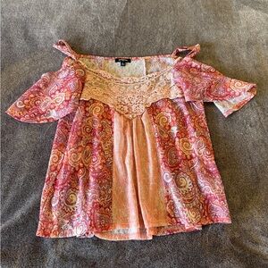 Y2K Pink Paisley Off The Shoulder Large Blouse